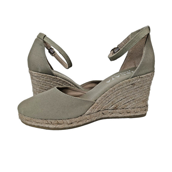 Viscata Estartit Limited Edition Canvas Espadrille Wedges Sage Green 40 US 9 - Picture 1 of 9